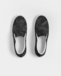 Cali Roots Riddim Black All Over Print Design Men's Slip-On Canvas Shoe